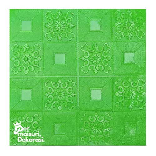 [COD] Wallpaper Dinding Stiker Wallfoam 3D Sticker Dekorasi Kamar Rumah Murah [Seri C] Batik-Hijau