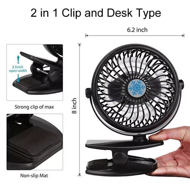 Kipas Angin Jepit Portable Mini LED / Mini Fan JEPIT CLIP 360 / ML-F168 NO LED