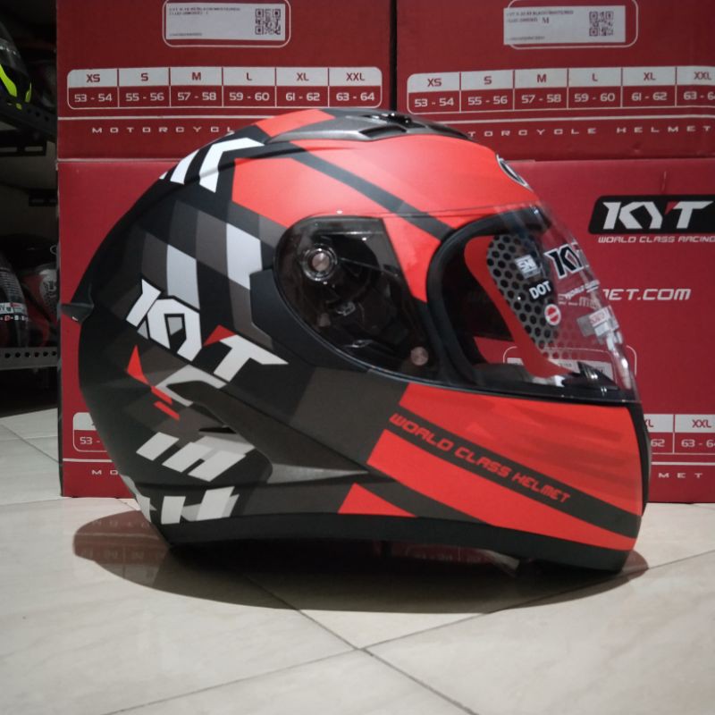 COD Helm KYT Falcon 2 Black Aqua Blue Black Red Doff Original-7