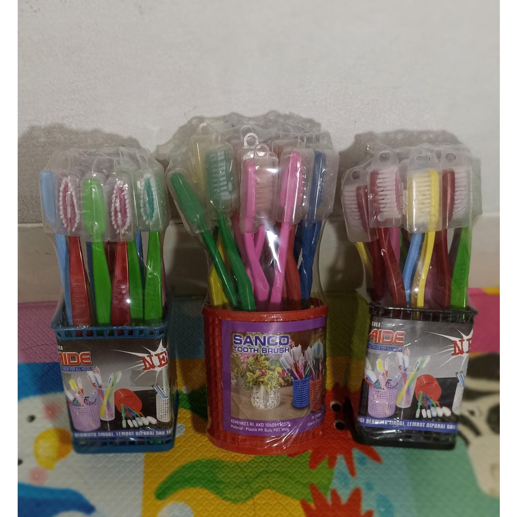 sikat gigi murah isi 18pcs + tempat | cunvalla