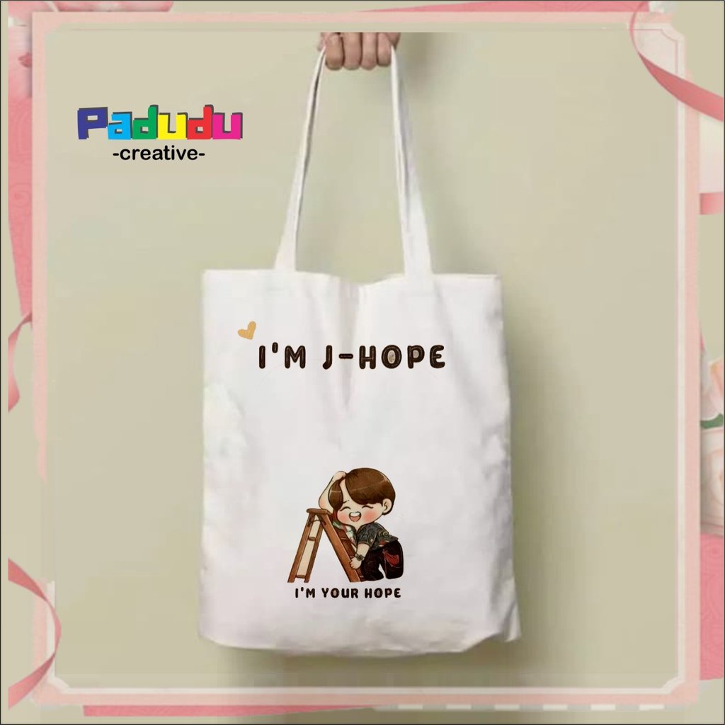 Tas Vintage Totebag Tote bag i'm  jhope i'm your hope Resleting Tas Tote Aesthetic Anime Kpop Japan 