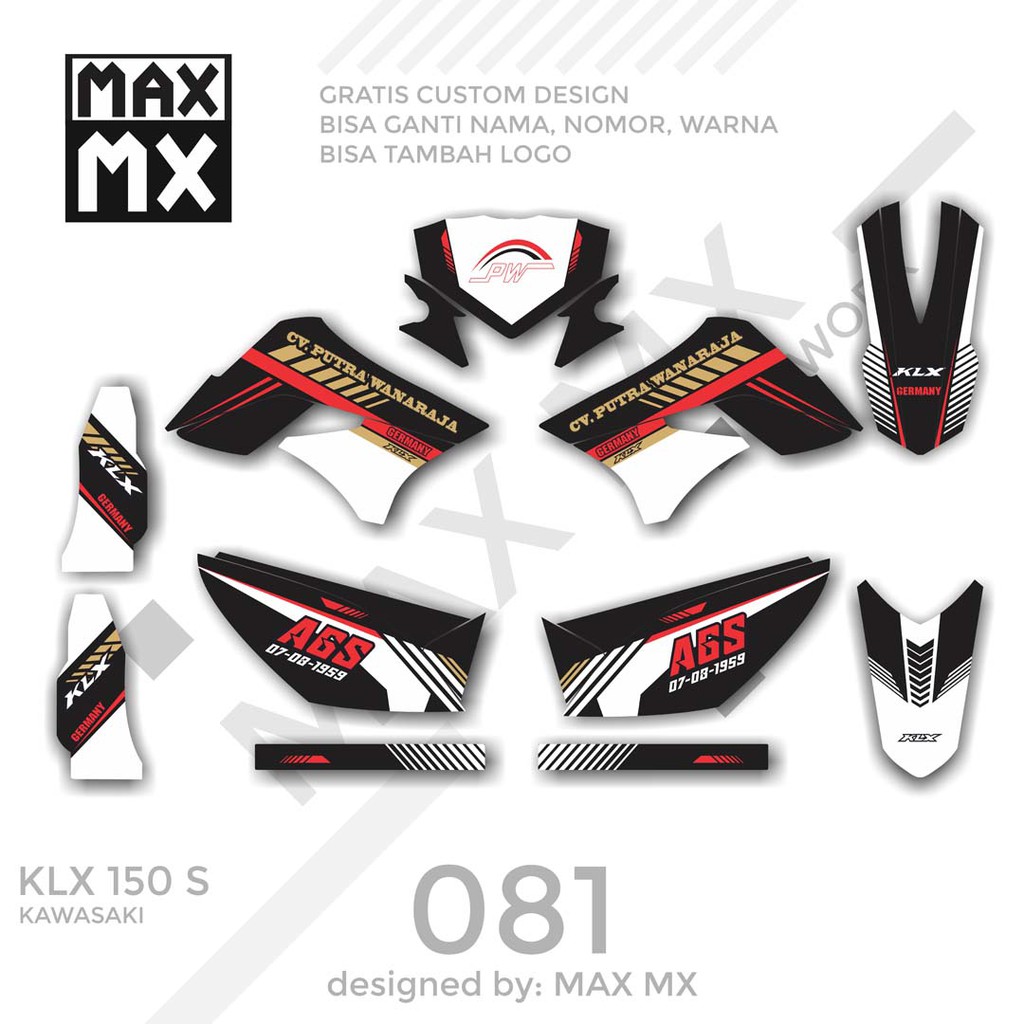 MX-01081 decal klx 150 hitam putih simpel