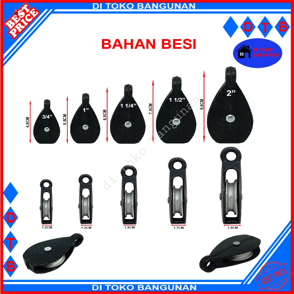 Kerekan Sangkar Burung Kerekan Kandang Katrol Kerekan Bahan Besi Varian Ukuran