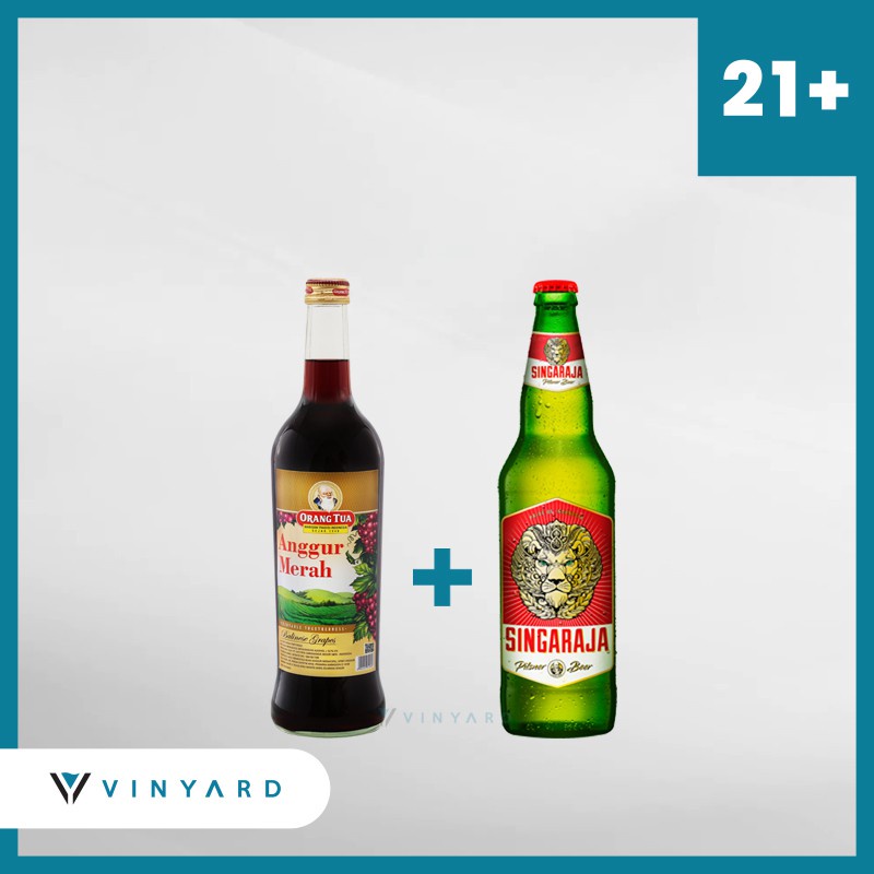 Promo Bundling Anggur Merah Gold 19.7% 275ml + Singaraja 330ml ( Original &amp; Resmi By Vinyard )