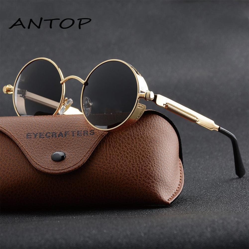 Kacamata Hitam Vintage Sunglass Terpolarisasi Steampunk Putaran Kacamata Wanita/ Pria/ Anak ANTOP