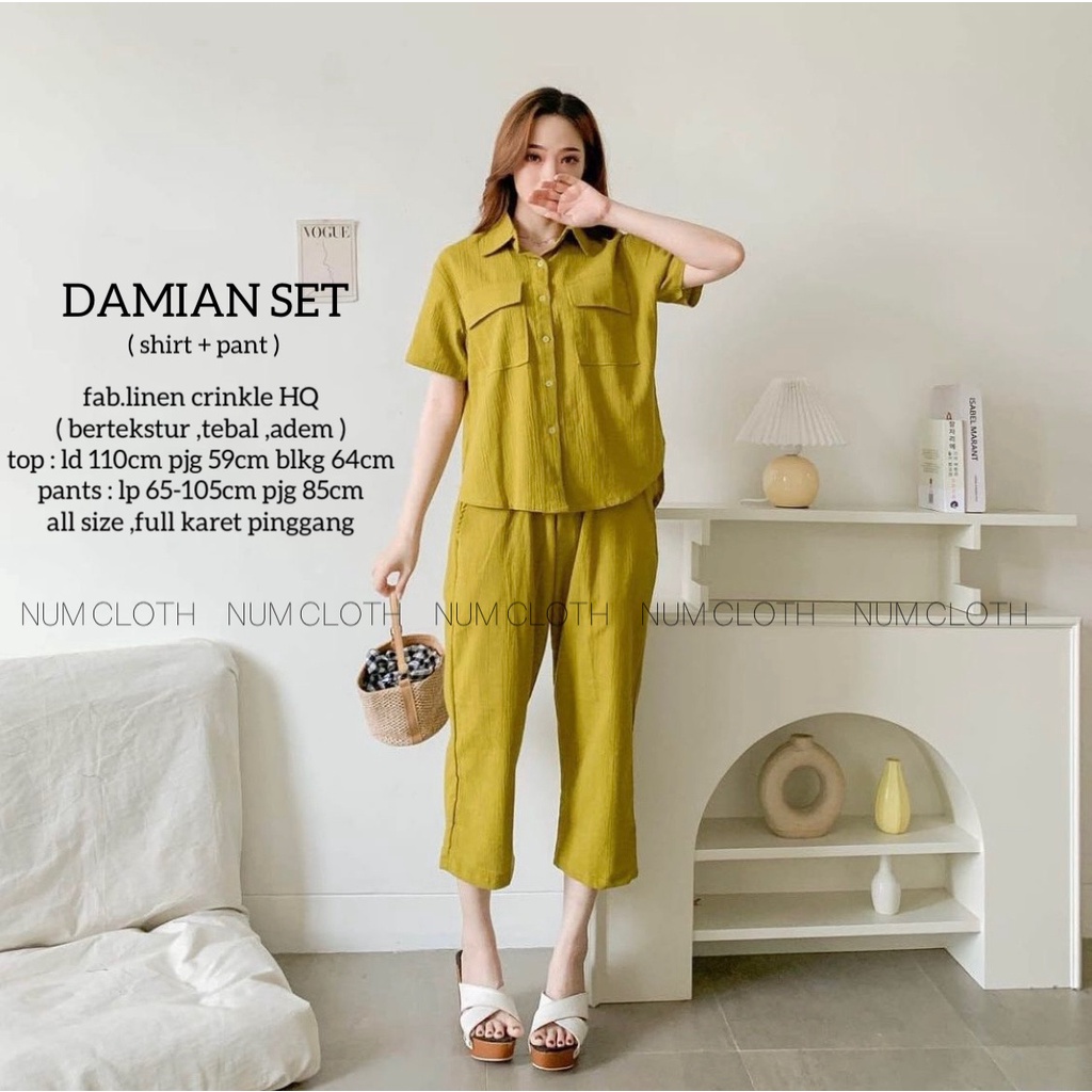 Damian set ( shirt + pant ) linen crinkle ori