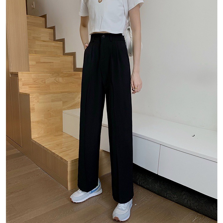 Celana Culotte Kulot Wanita - Celana Panjang Wanita WEISTPANTS Korean Fashion Katun Suit Pants High Waist Kulot Elastic Straight Leg Pants