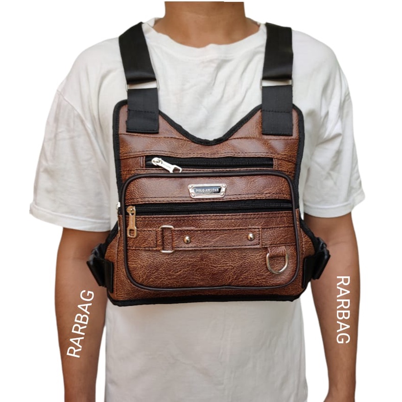 Chest Rig Bag Tas Dada Kulit PU Leather Polo Amstar Chest Bag  Tas Rompi Tactical Tas Selempang Dada