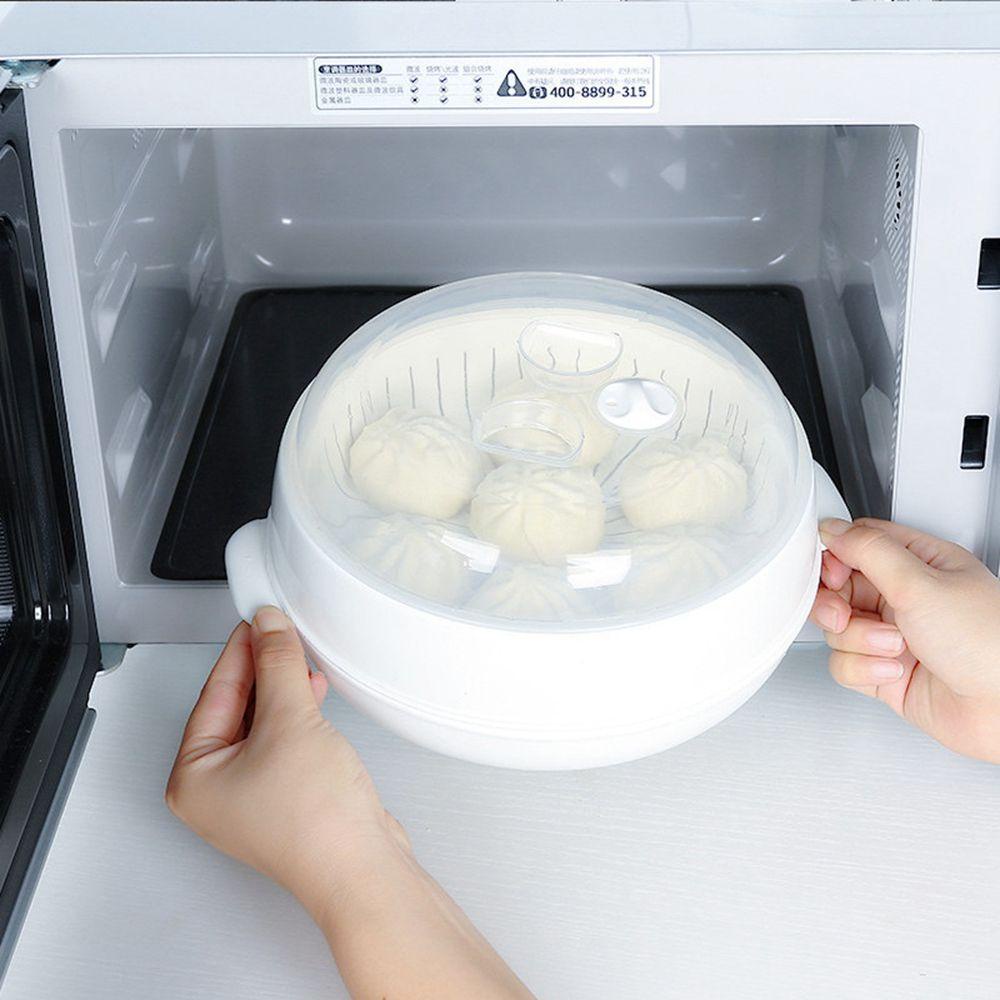 [Elegan] Microwave Steamer Cookware Peralatan PP Ramah Lingkungan Nasi Praktis Dengan Tutup Panci Kukus 1per2tingkat Memasak