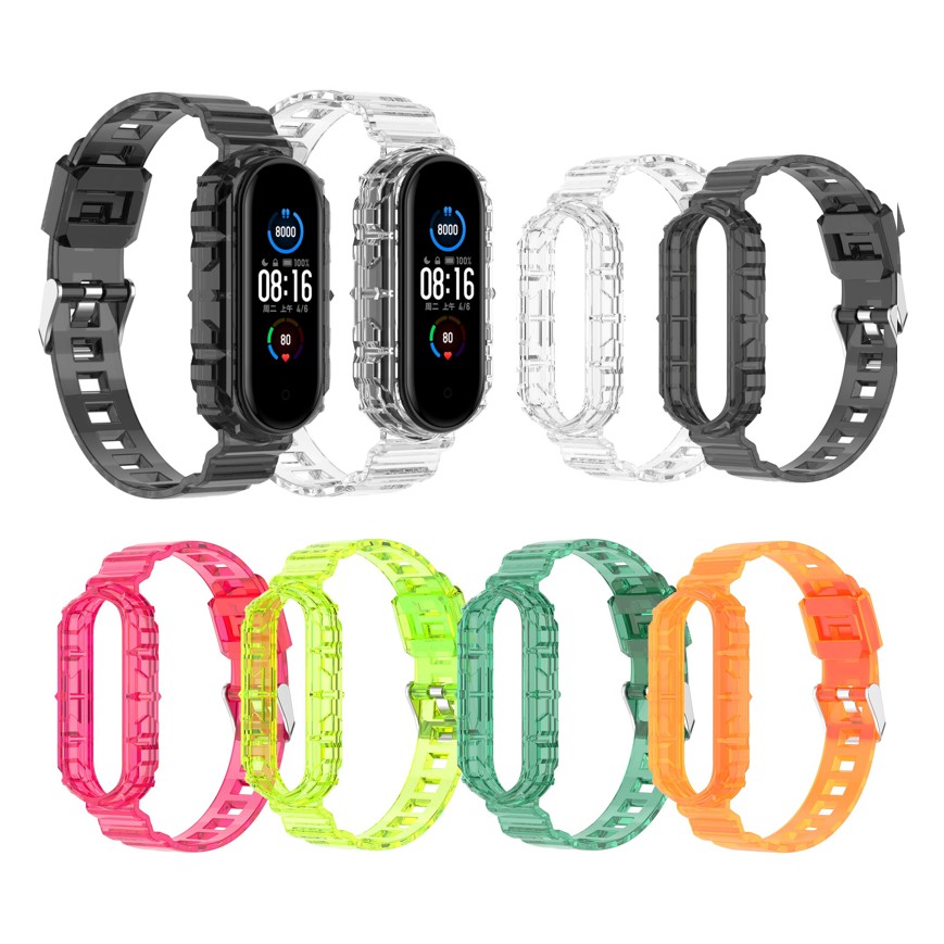 Xiaomi Mi Band Sports Silicone Strap Miband 3/4/5/6 Colorful Transparent Soft TPU Wristband