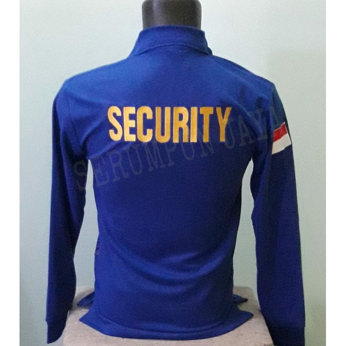 KAOS TBC BIRU SECURITY LOGO KUNING PANJANG - KAOS KERAH BIRU TBC LOGO KUNING FULL BORDIR