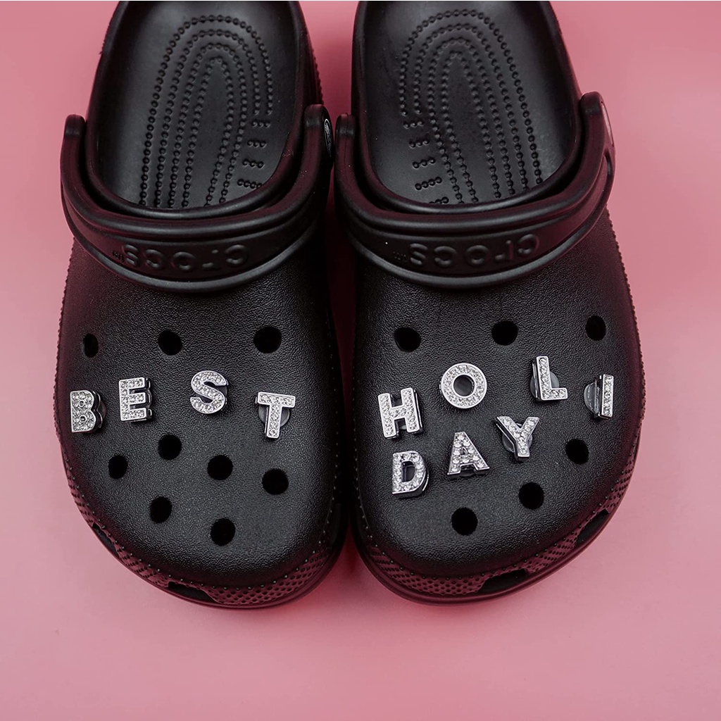 Charms Crocs Bentuk Angka / Alfabet Bahan Alloy Untuk Dekorasi Sepatu