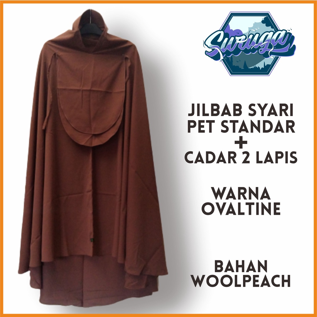 COD 2in1Jilbab Premium/Bergo/Khimar/Hijab Syar'i/Kudung Instan Pet Standar Plus Cadar Ikat 2Lapis Ba