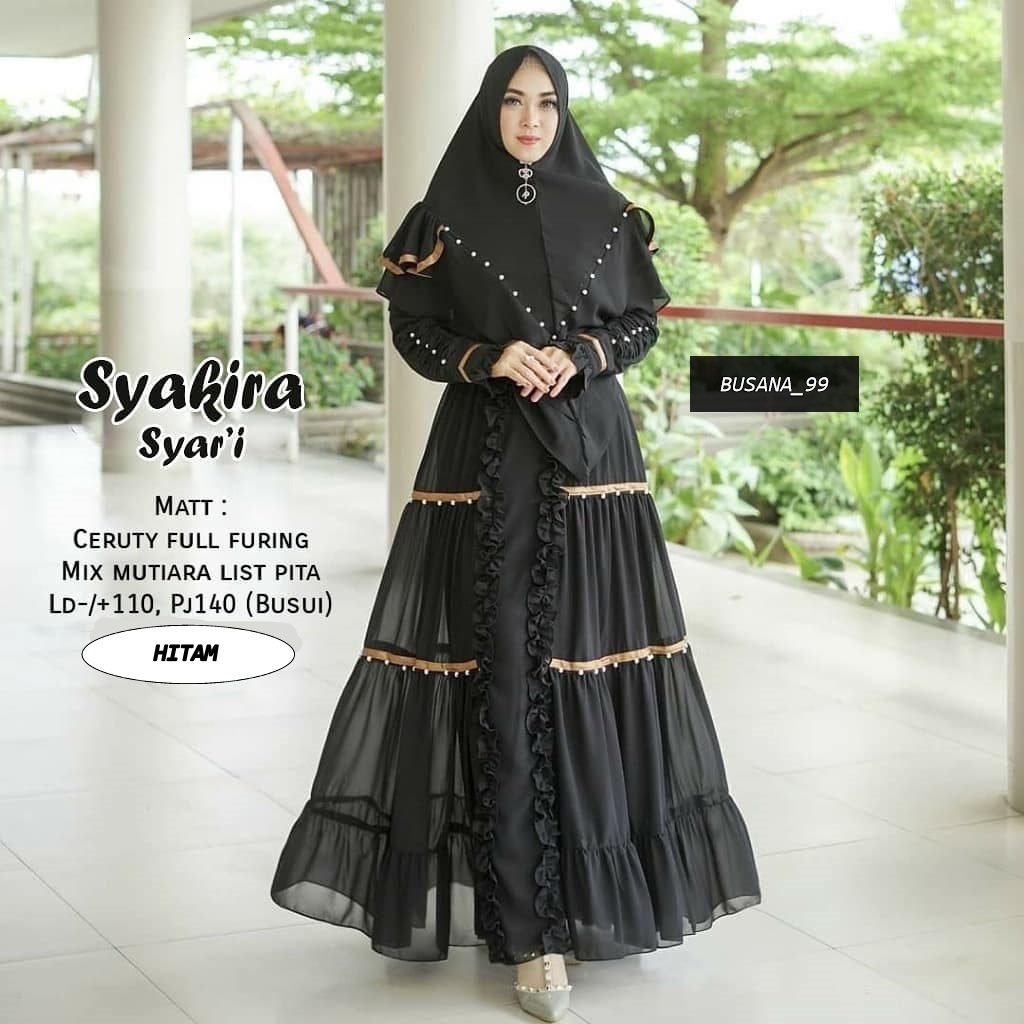 SYAKIRA SYARI / Dress Wanita Kondangan / Gamis Syari Free Hijab / Syari Set Muslimah / Gamis Ceruty 