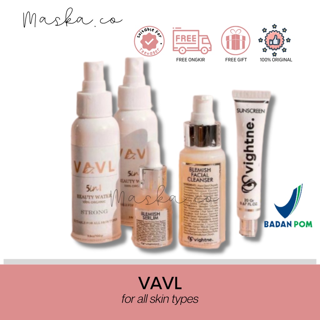 READY! VAVL BEAUTY WATER | BEAUTY WATER STRONG | VIGHTNE FACIAL CLEANSER | BLEMISH SERUM | SUNSCREEN