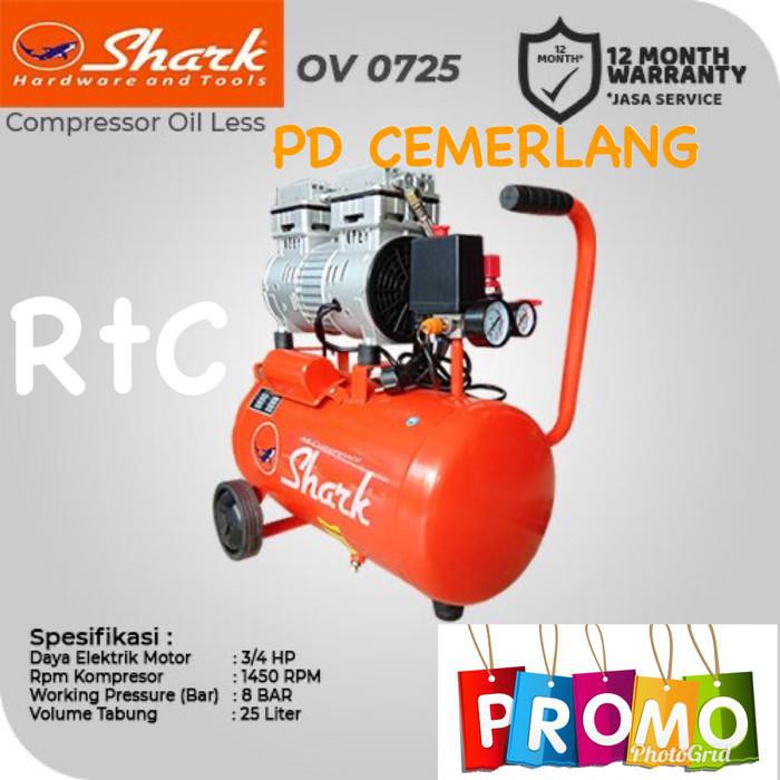 Kompresor Kompresor Angin Listrik Oilless Tanpa Oli Shark Lakoni Harga Promo Kekinian Terlaris