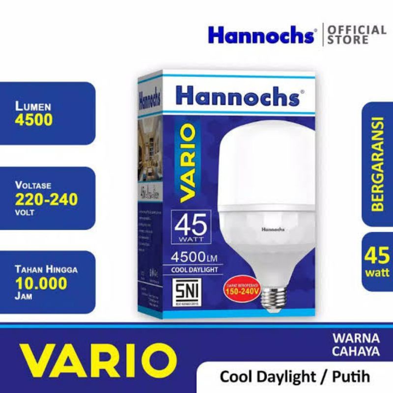 Lampu LED T Bulb Kapsul Hannochs VARIO 45W 45 Watt Cool Daylight Putih