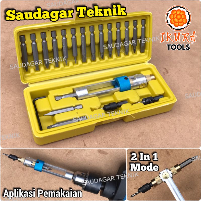 Mata Bor Obeng Bolak Balik Flip Mata Bor Countersink Kayu Drill bit Screwdriver set