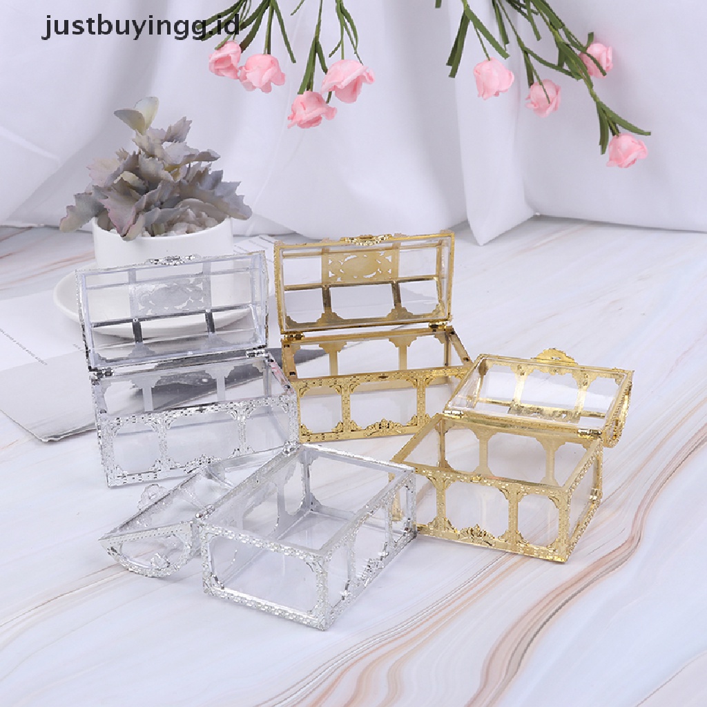 (Justbuyingg.Id) 1pc Kotak Penyimpanan / Organizer Permen / Harta Karun Hollow Portable Warna Emas / Silver