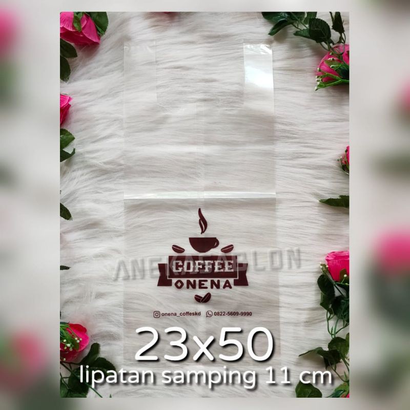 [100pcs] Kantong Kresek PP Bening 23x50 Sablon 1 Warna