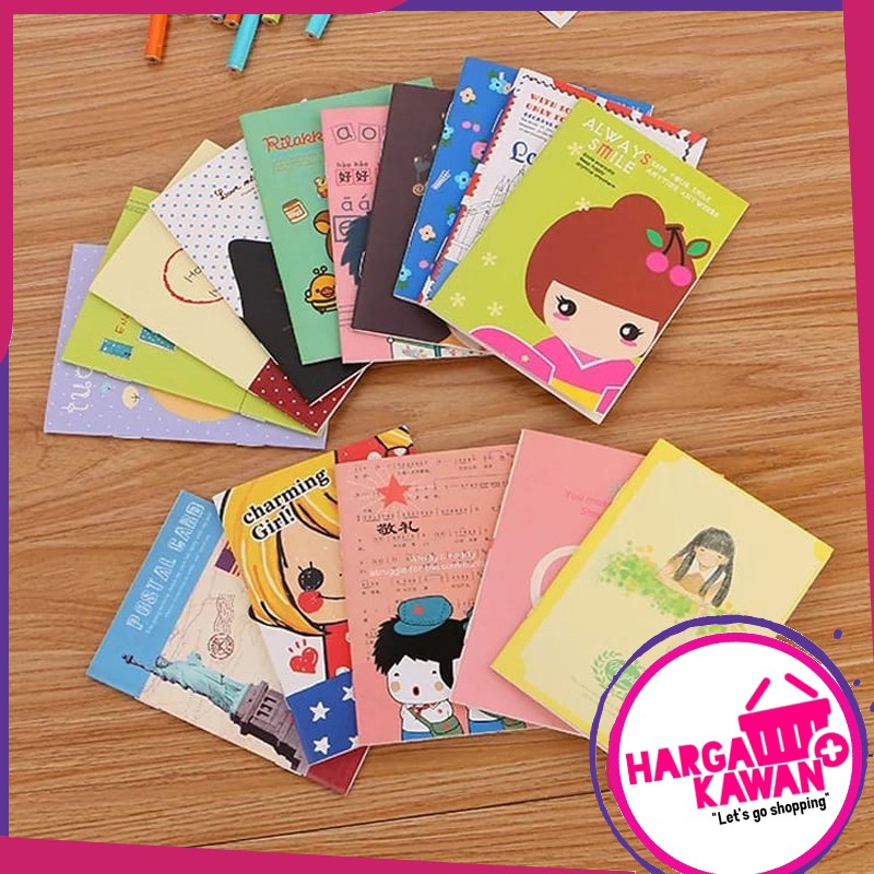 BUKU TULIS MINI SAKU SEKOLAH CATATAN ANAK TK LUCU STIKER MINI NOTEBOOK DIARY/DIARI BOOK HARGAKAWAN