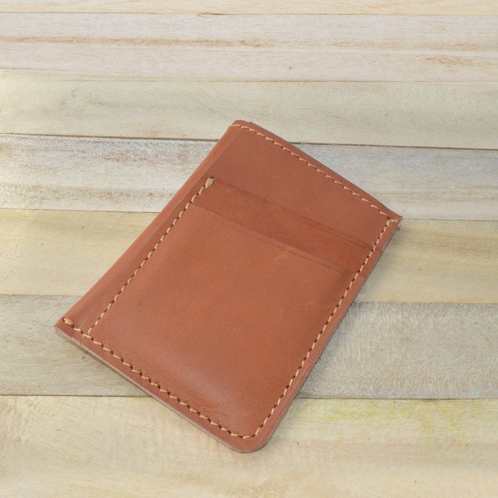 slim wallet - dompet minimalis - dompet kartu simple kulit asli tan