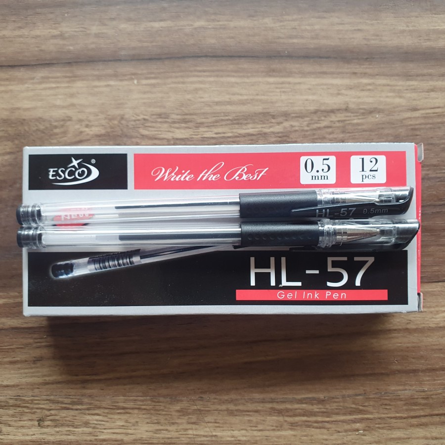 Ballpoint ESCO HL 57 Hitam / Pulpen Gel Esco HL 57 0.5mm | benny86