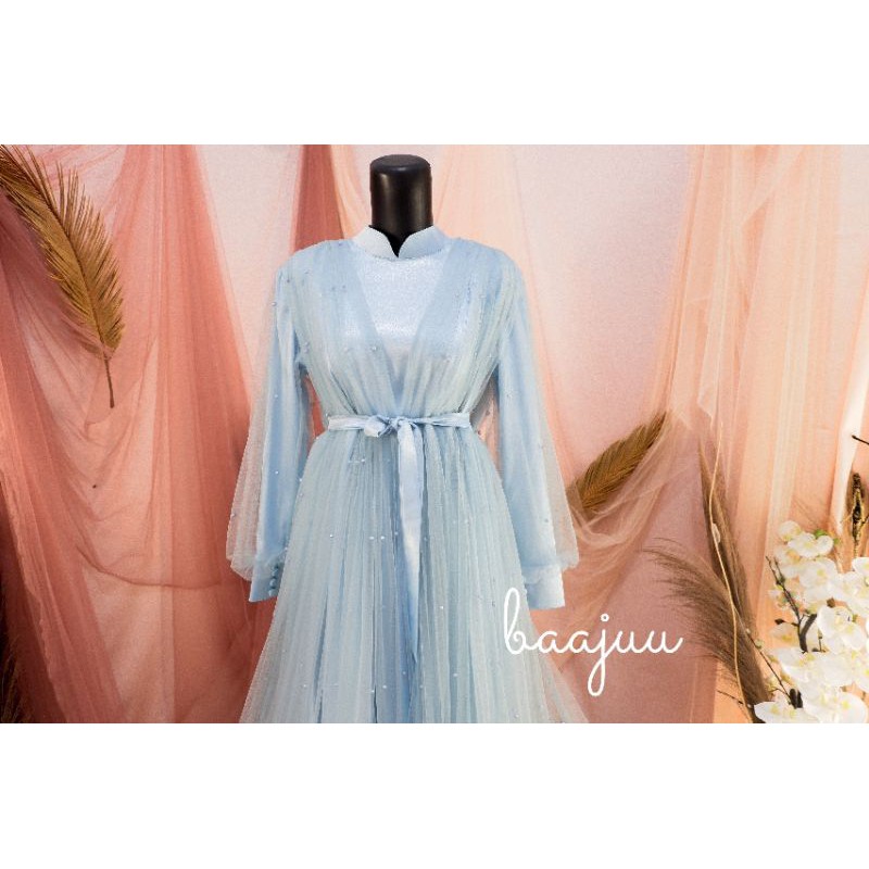 Shofiya Dress biru (Mutiara) | dress maternity | dress ibu hamil | gaun pengantin