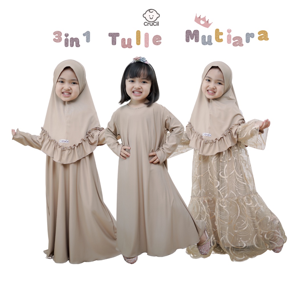 crucil 3in1 gamis tulle mutiara MOMMY