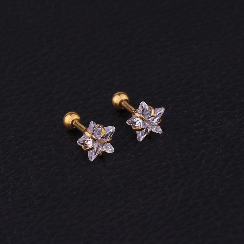 1 Pcs European American Style Prevent Allergy Stainless Steel Star Shape Women Earring