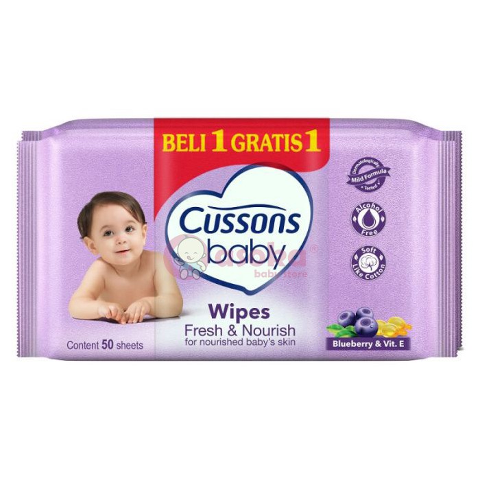 Cussons Baby Wipes 50's Fresh &amp; Nourish (BELI 1 GRATIS 1) ASOKA