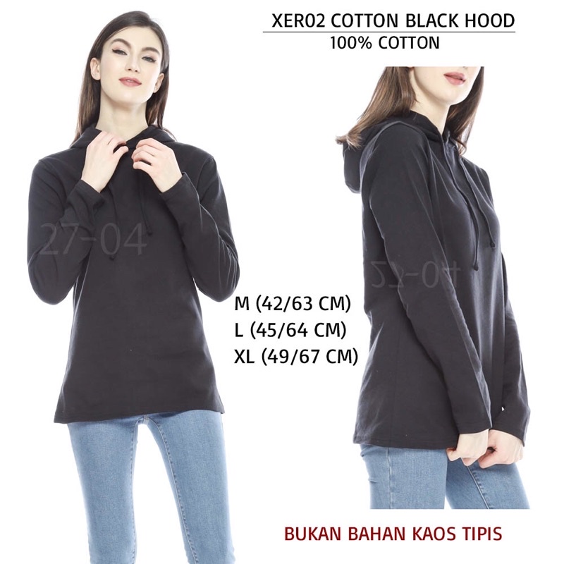 Hoodie Wanita Lengan Panjang Casual Polos Cotton (XER02)-3