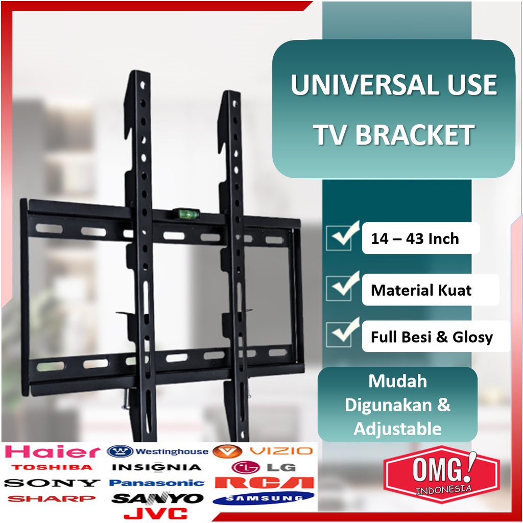 BRACKET TV LED 14 17 19 20 22 24 27 32 40 43 “ Inch Universal Smart TV Digital LCD Braket  Fleksibel