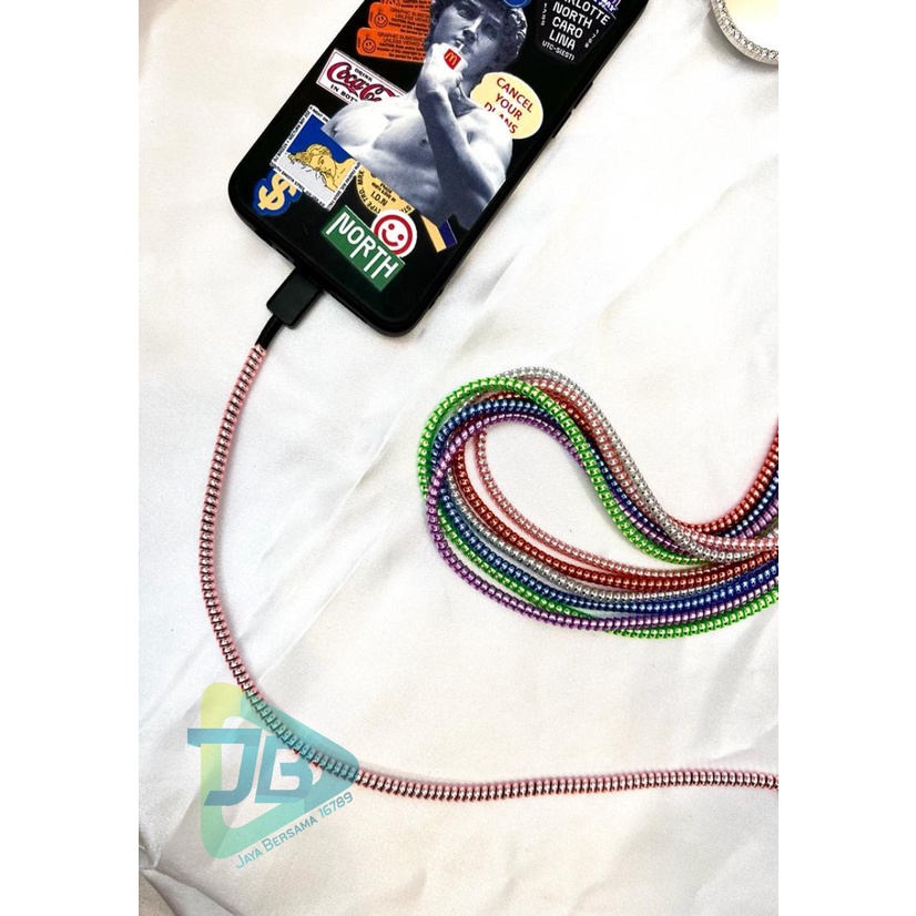 RT94 Pelilit Kabel Spiral Warna Metalic Pelindung Cable Hp Charger Universal Cord Protector solid Color glossy JB5490