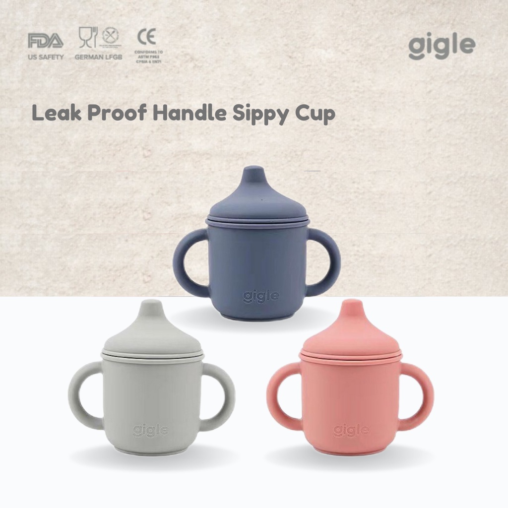 Gigle Silicone Leak Proof Handle Sippy Cup Gelas Bayi