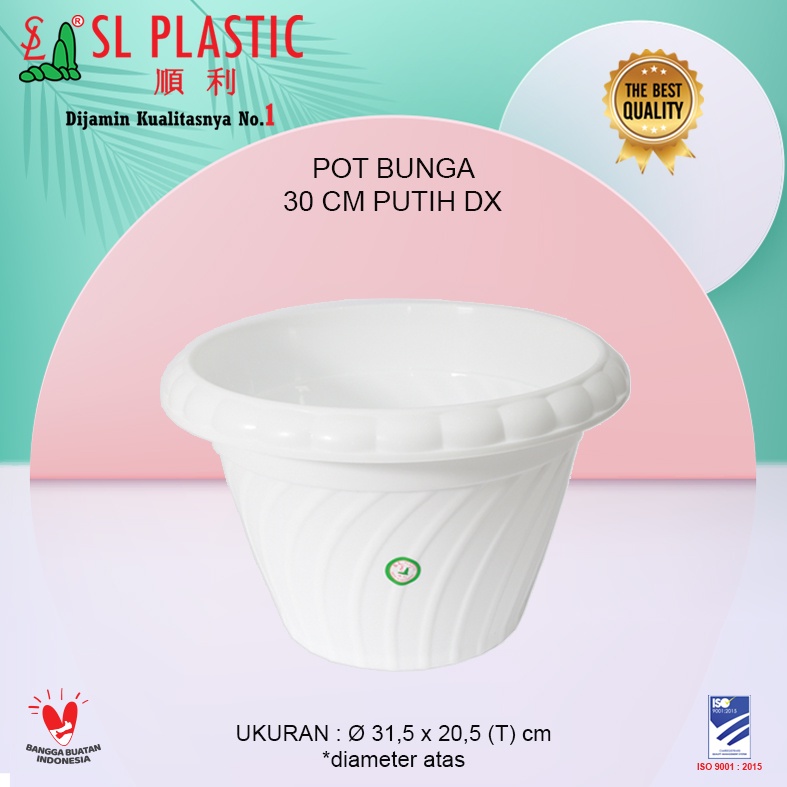 Pot Bunga / Tanaman Warna Putih 30 cm DX SL Plastic
