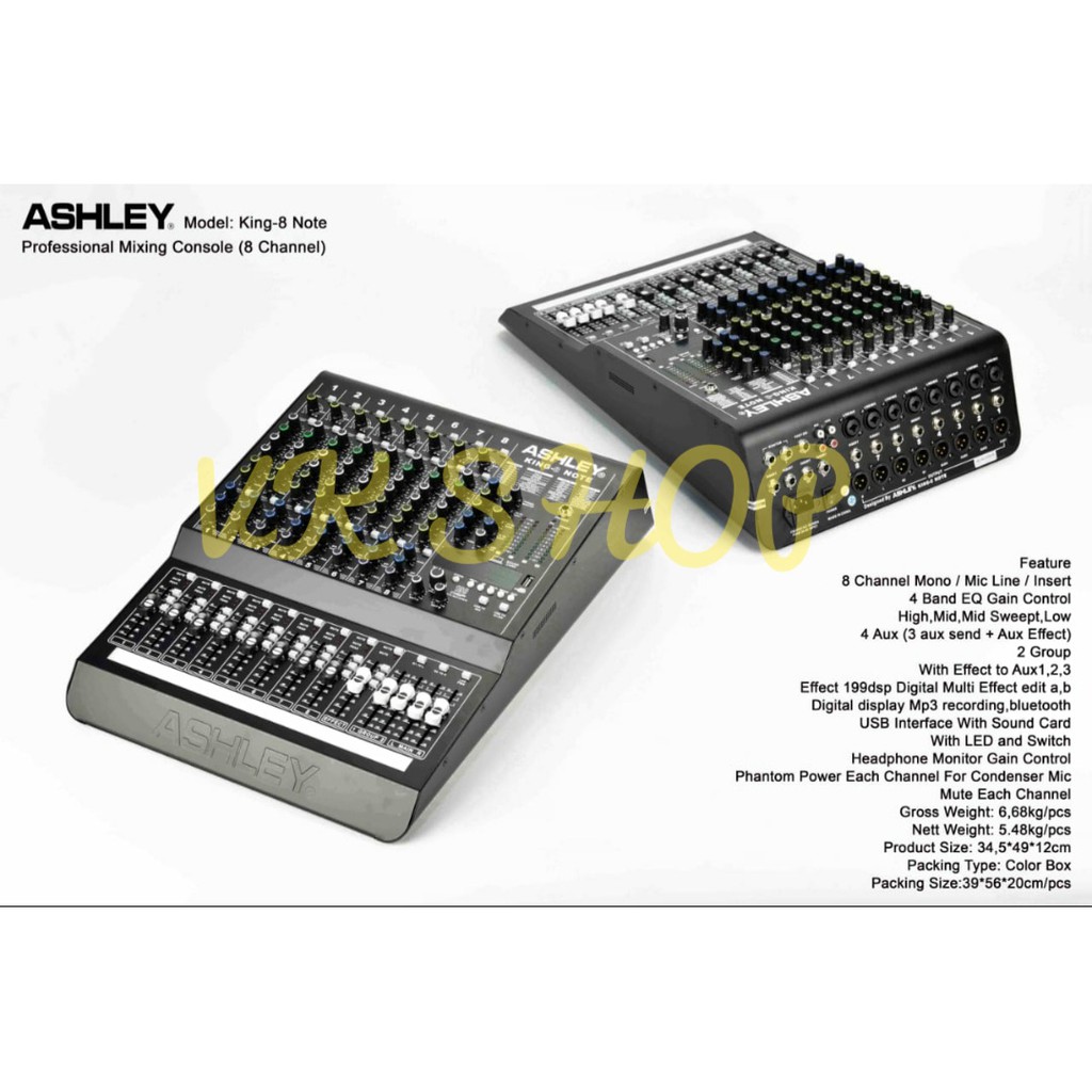 Mixer Ashley King 8 Note King8Note Original 8 Channel Interface USB - Bluetooth