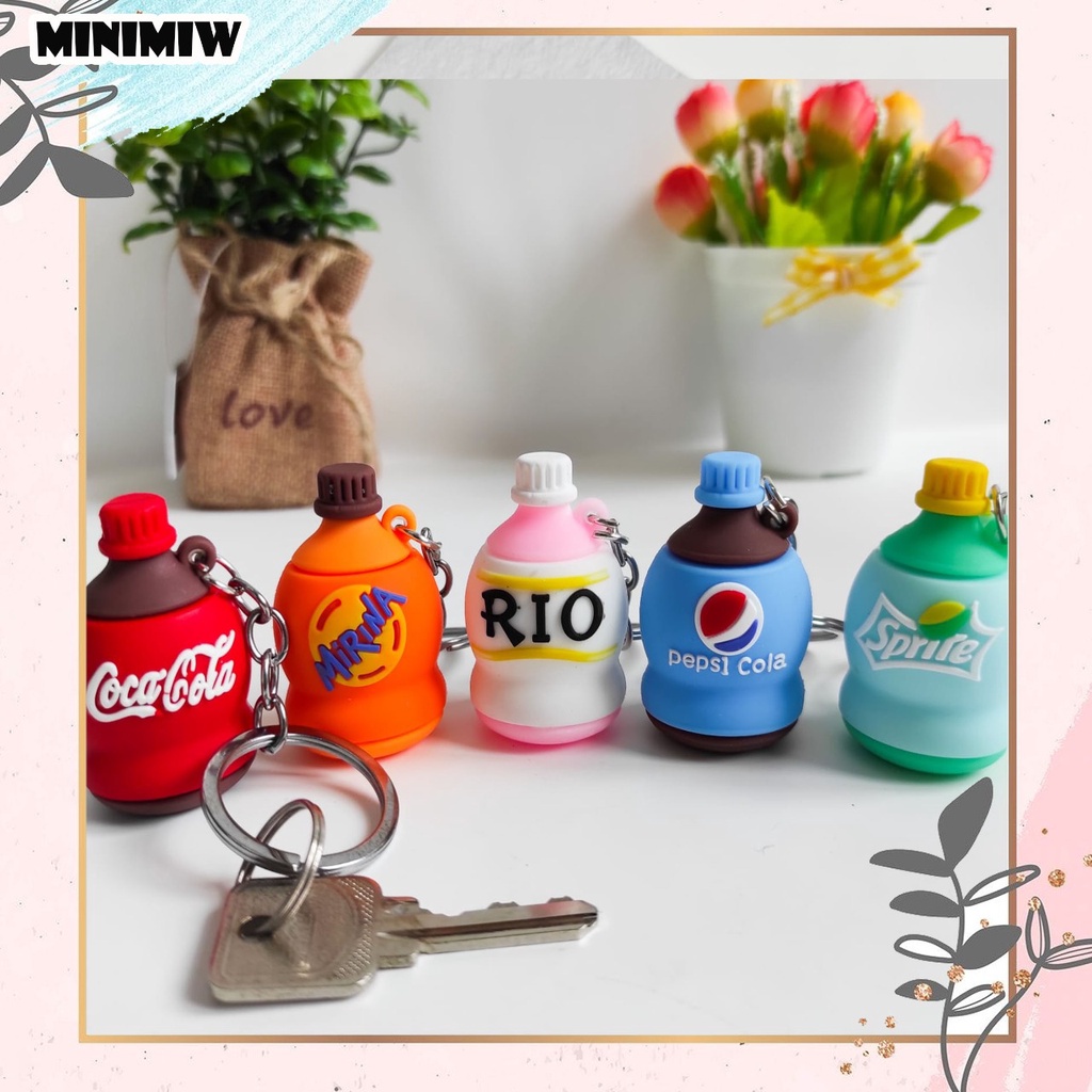 GANTUNGAN KUNCI KARET MINUMAN / RUBBER KEYCHAIN BOTOL SODA LUCU UNIK MURAH