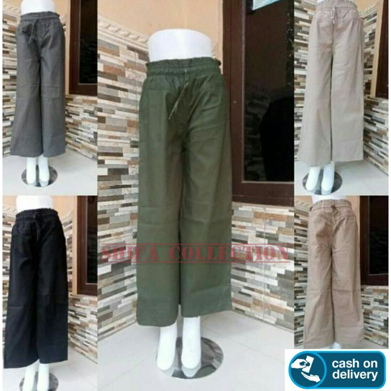 Celana Kulot Wanita Panjang Bahan Twill Combed - Ukuran Standar/Jumbo/Super Jumbo (BB 40-100 kg)