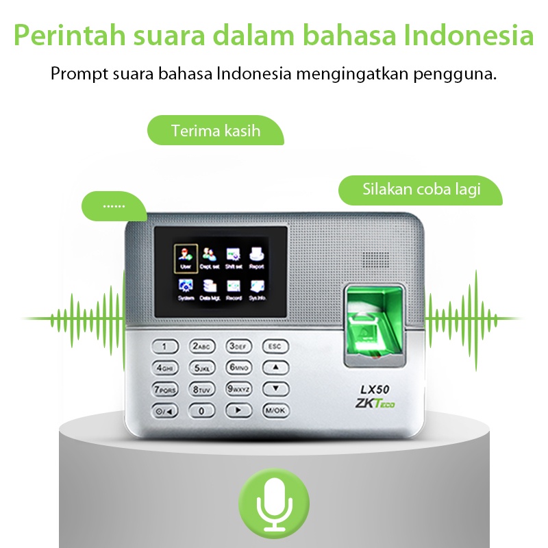 ZKTeco mesin absensi LX50 Fingerprint Bahasa Indonesia Mesin Absensi Mesin Absensi Sidik Jari Biometrik