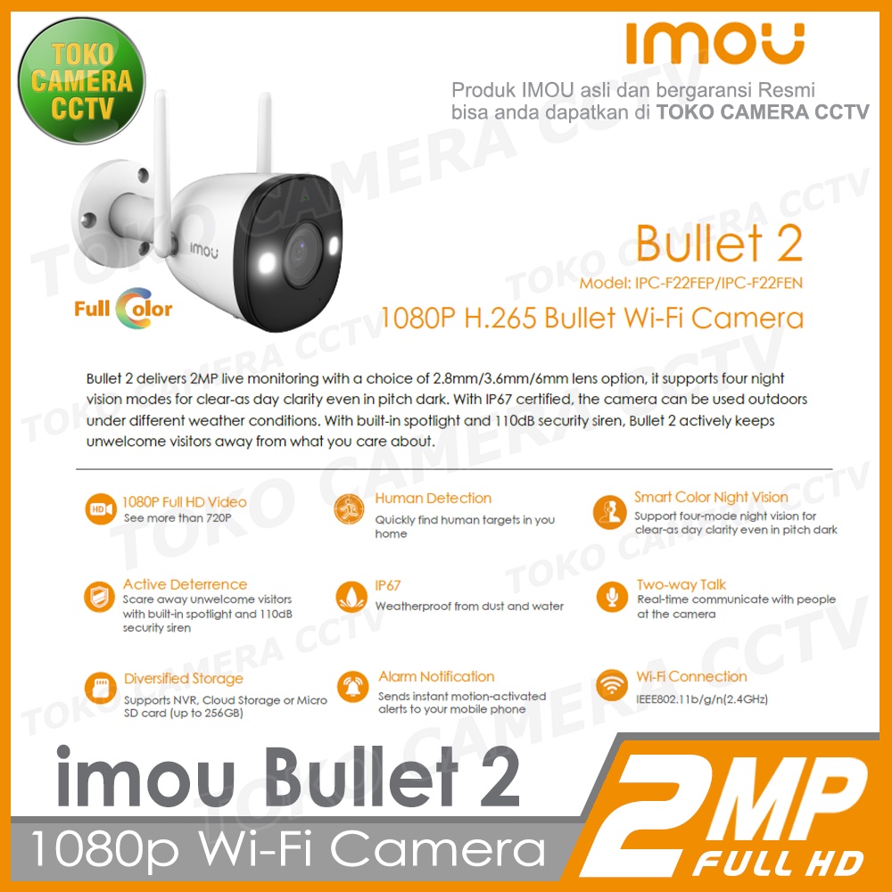 IMOU BULLET 2 2MP CCTV WIFI KAMERA IP CAMERA WIRELESS OUTDOOR