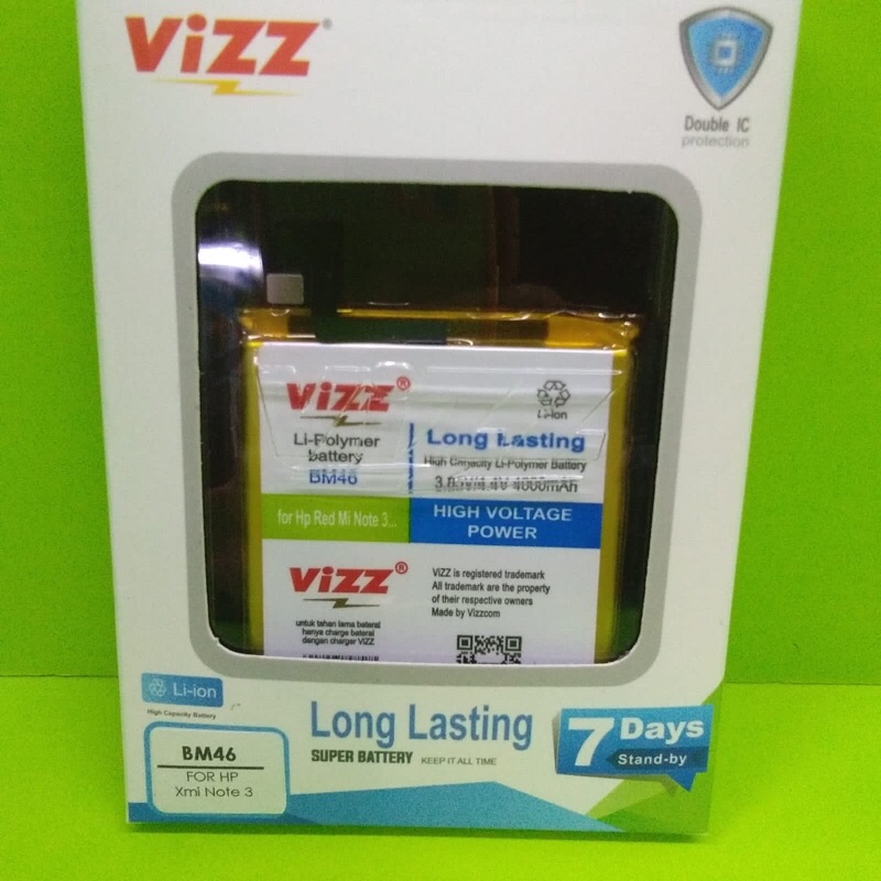 baterai double power vizz xiaomi redmi note 3 bm46