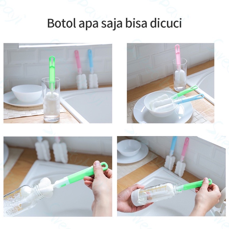 Cleaner Sponge Sikat Botol / Spons tongkat pembersih botol / Gelas n