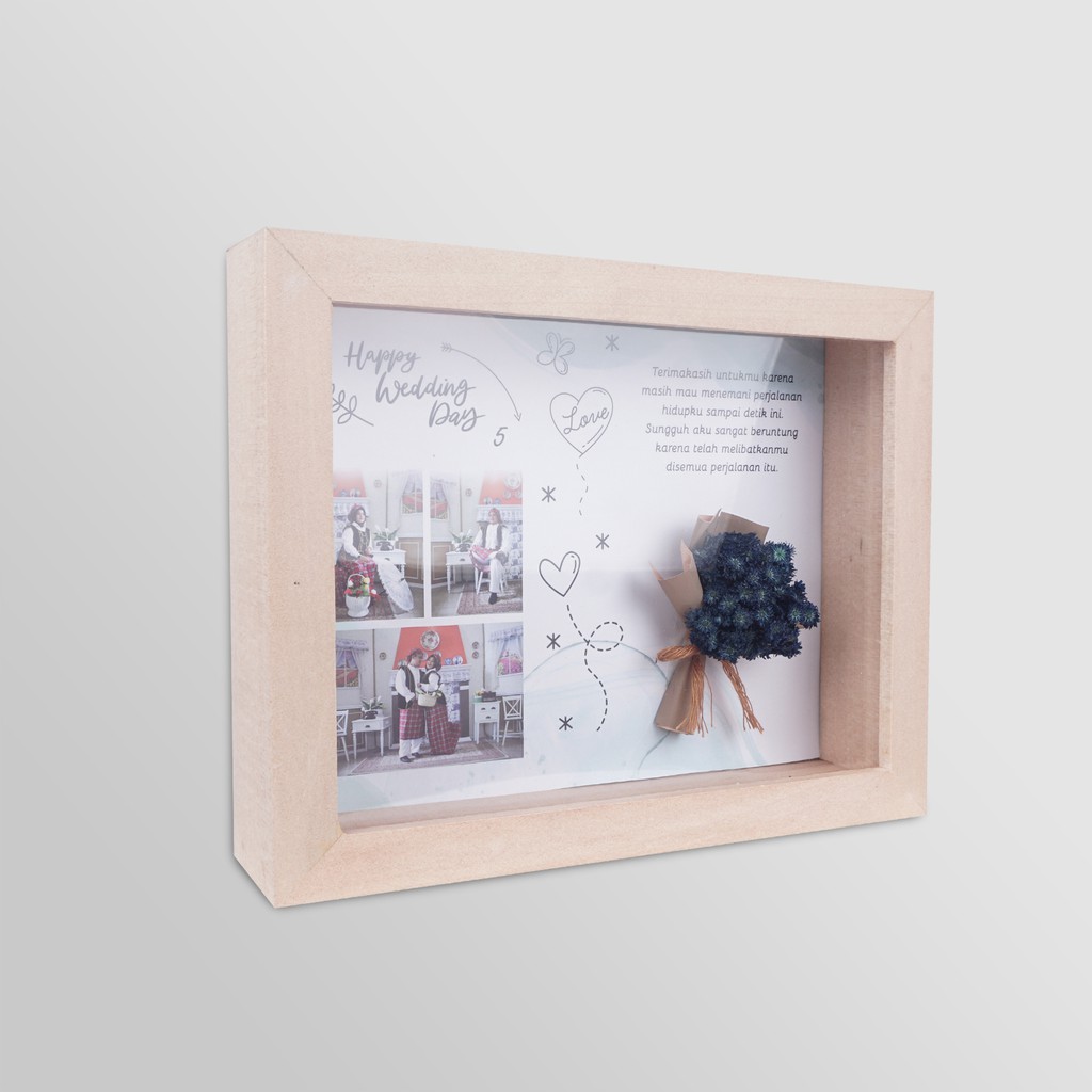 Figura 3D Frame Bingkai Scrapbook Kado Nikah / Wedding uk 15 x 20 x 5