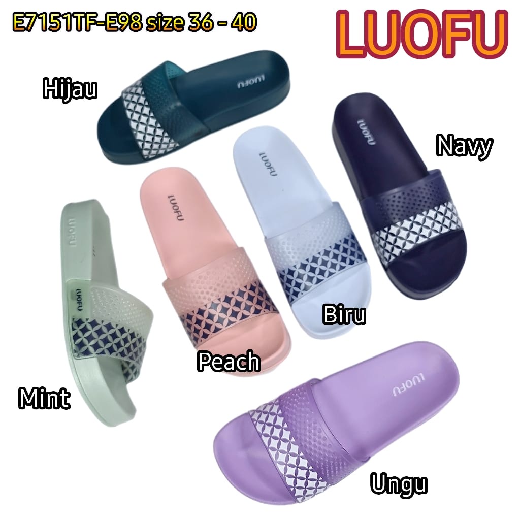 LUOFU ORIGINAL jelly sandal karet empuk murah wanita selop slide import cewek E7151TF-E98