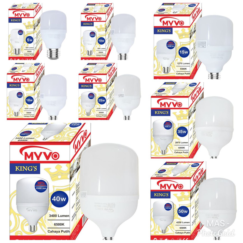 Lampu LED Bohlam Garansi MYVO KINGS 5watt 10watt 15watt 20watt Termurah Garansi 1 Tahun