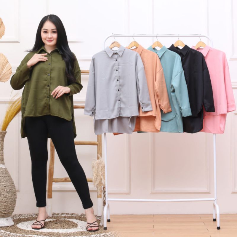 Kemeja Oversize Wanita Dewasa, Blouse Viral Elegan, Baju Perempuan  Polos, Atasan Kerja Murah,