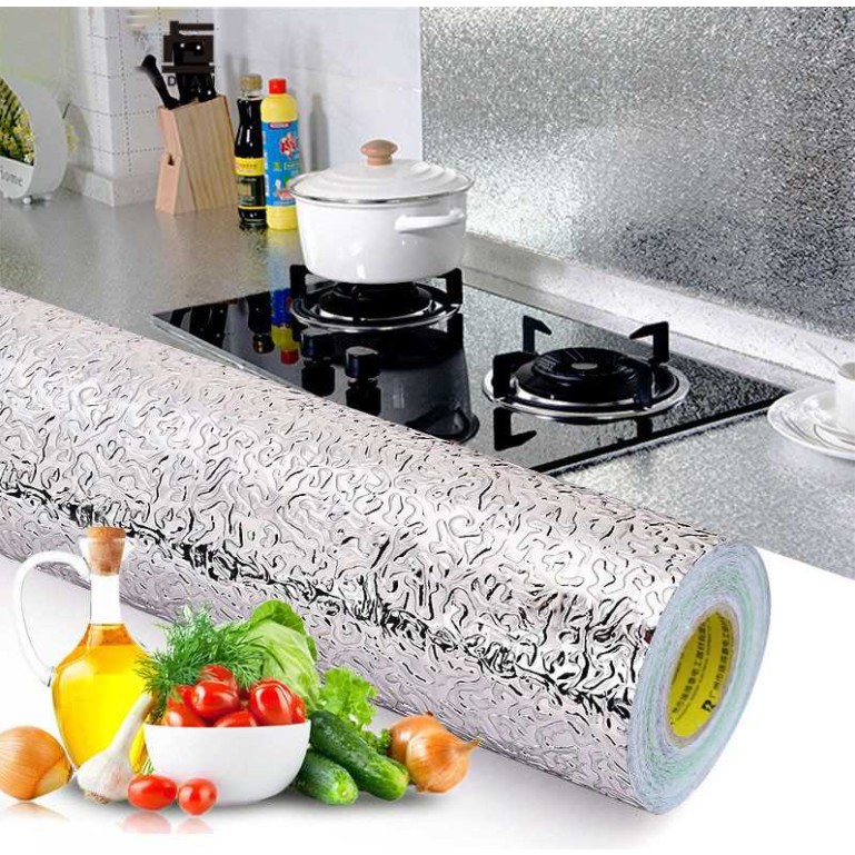 Wallpaper Aluminium Foil Anti Minyak Waterproof 100x60cm