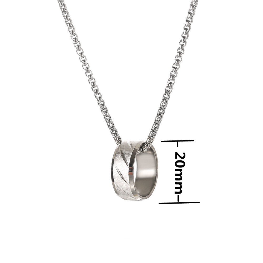 Kalung Rantai Dengan Liontin Cincin Bahan Logam Untuk Pria Dan Wanita