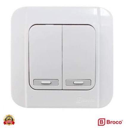 Saklar Seri Broco 2G Galleo G162-55S White Double 2 Gang 1 Way